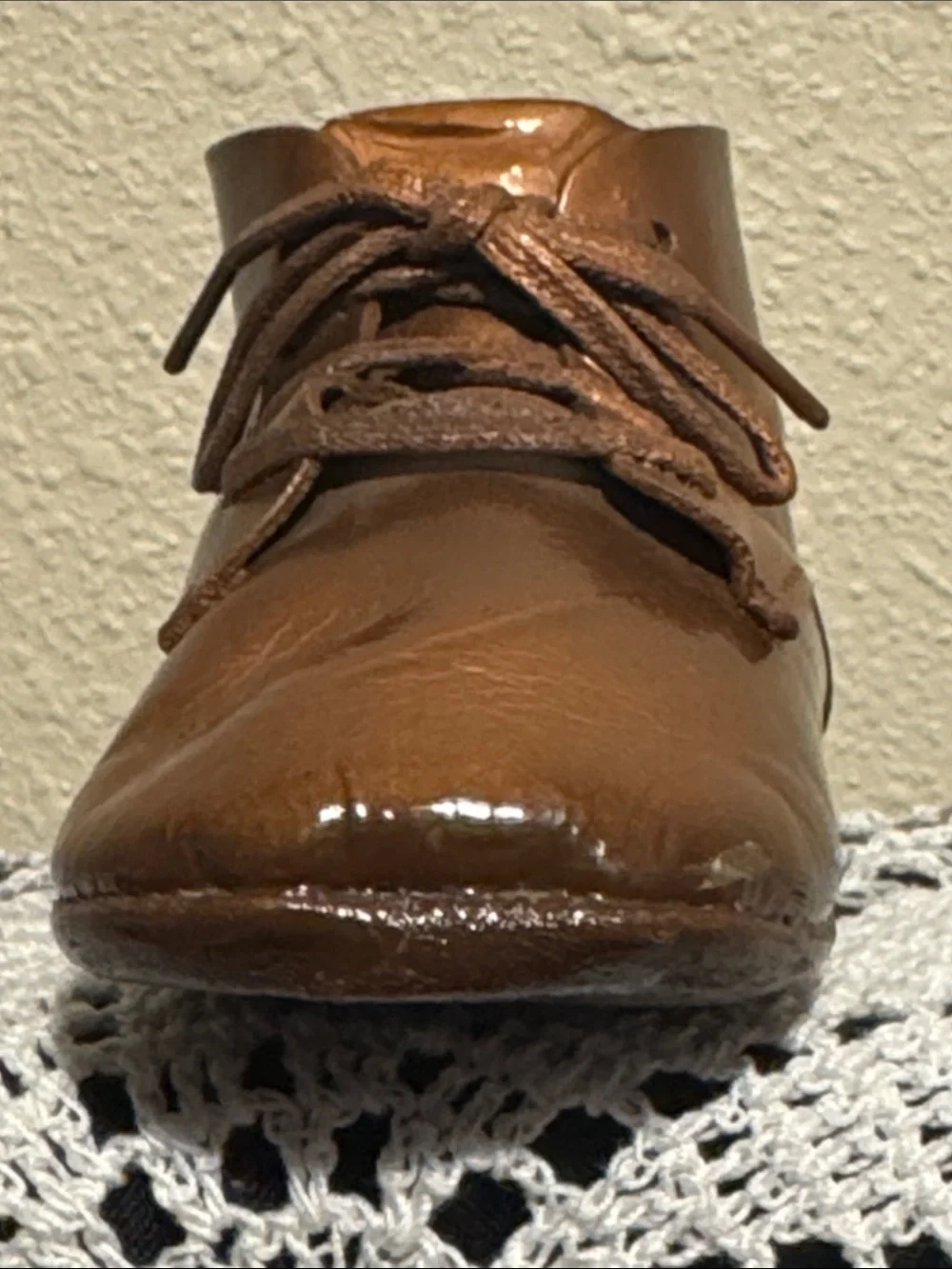 Toddler Lace-Up Ankle Boots Bronze Sprayed -From 1960’s